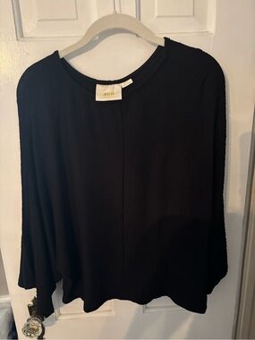 Anthropologie Black Women's Relaxed Long Sleeve Top